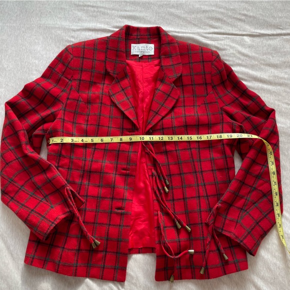 Kamto Red Plaid Wool Blazer - Picture 2 of 4